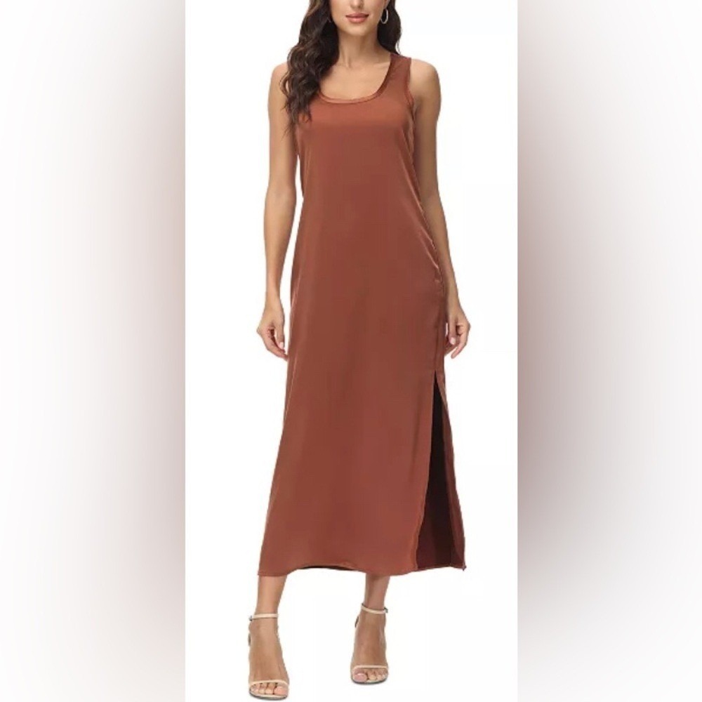 Frye Burnt Orange Sleeveless Maxi Dress with Side Slit